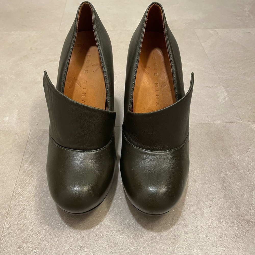 Chie Mihara Dark Green Shoes with Chunky Heel size 6